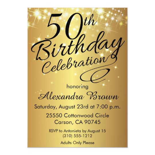 Invitations For 50th Birthday
 Sparkly Gold 50th Birthday Invitations