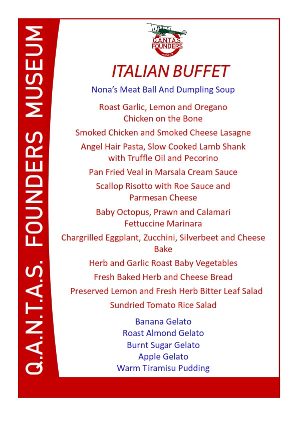 Italian Dinner Menu
 "Italian Night" Themed Buffet Dinner