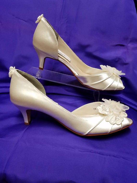Ivory Kitten Heel Wedding Shoes
 Wedding Shoes short kitten heel Ivory or White or f White