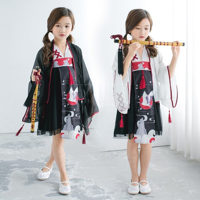 Japanese Kids Fashion
 Japanese Traditional Cosplay Costumes Girl Kimono 3PCs
