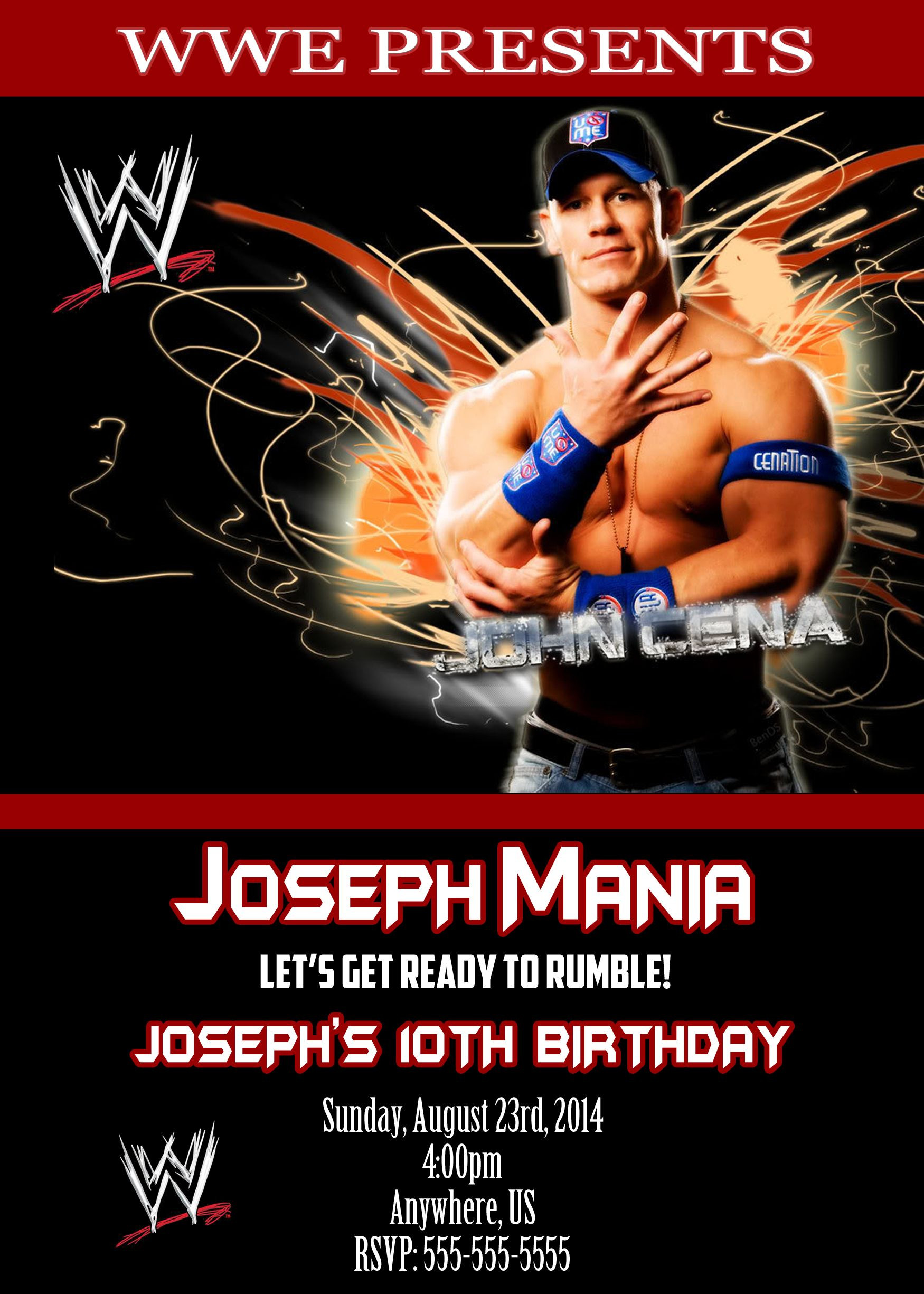 John Cena Birthday Card
 WWE John Cena Birthday party invitations $8 99 in 2019