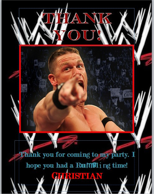 John Cena Birthday Card
 WWE Birthday Party