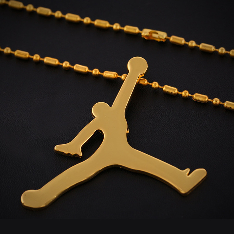 Jordan Earrings For Guys
 Jordan necklace hip hop fashion basketball glod silver