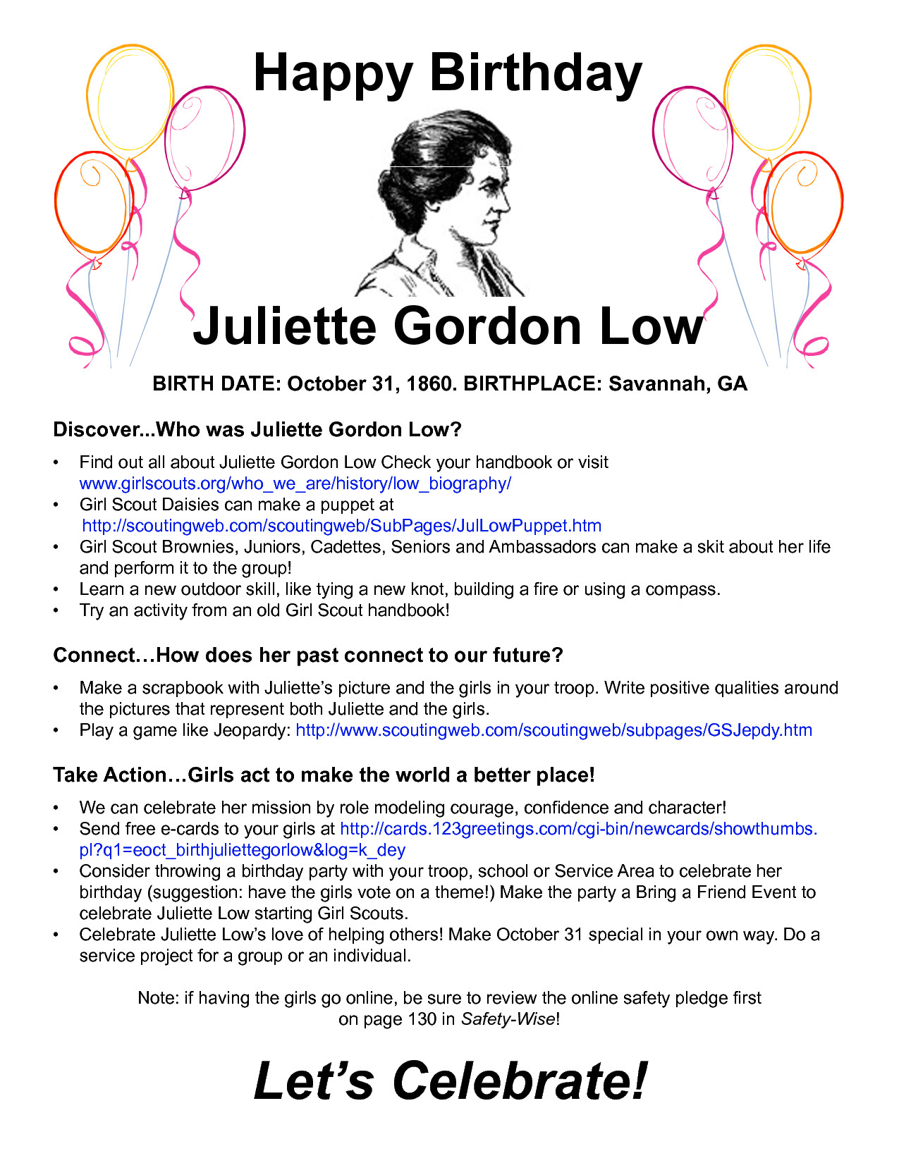 Juliette Gordon Low Birthday Party Ideas
 Juliette Gordon Low Birthday Bash Perfect for the troop