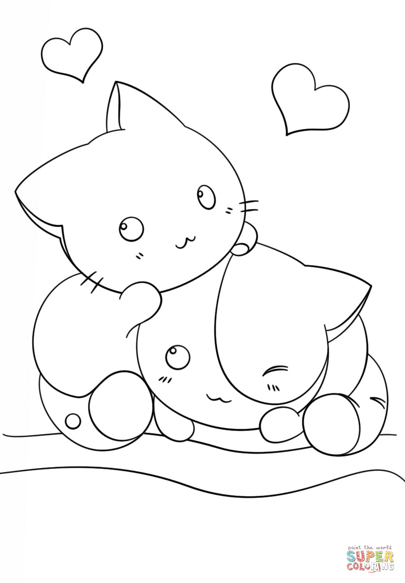 Kawaii Girls Coloring Pages
 Kawaii Kittens coloring page
