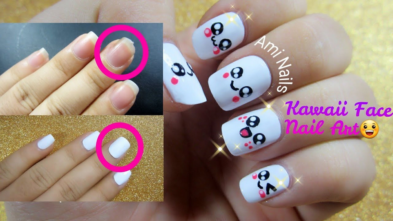 Kawaii Nail Art
 HOW TO FIX A BROKEN NAIL & Kawaii Face Nail Art かわいい