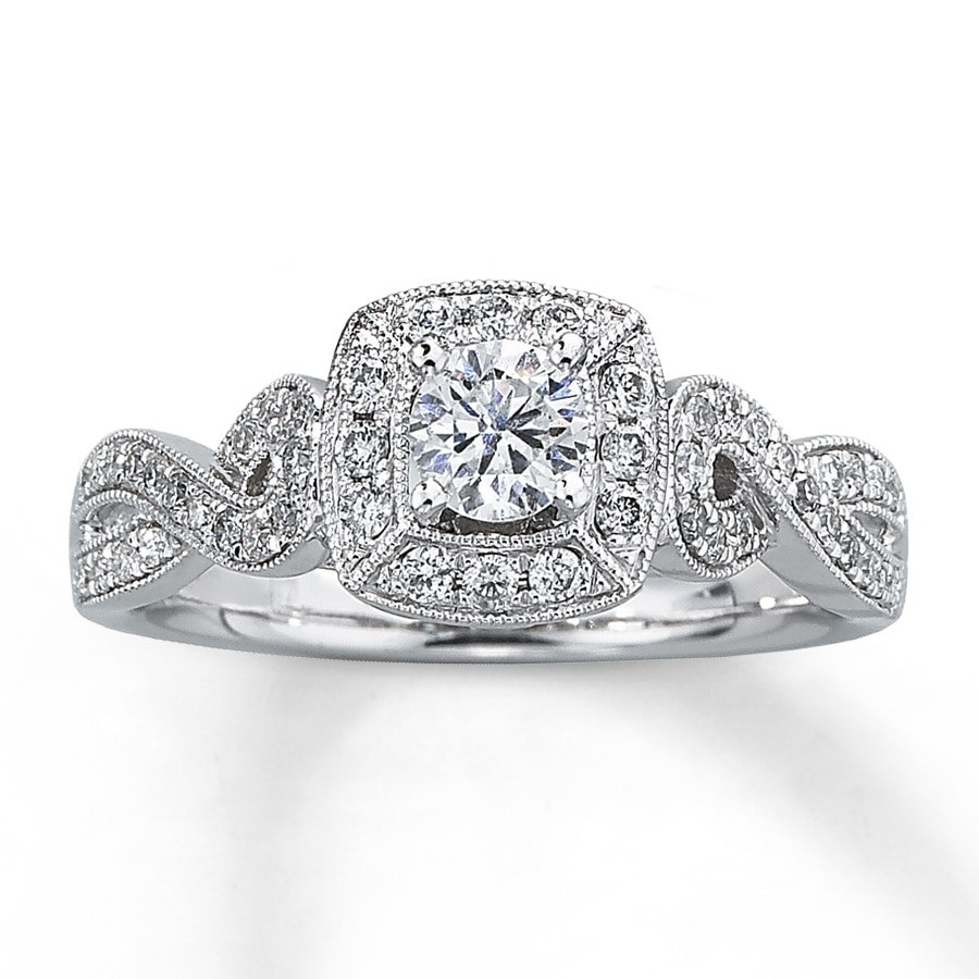 Kay Jewelers Wedding Rings
 Diamond Engagement Ring 5 8 ct tw Round cut 14K White Gold