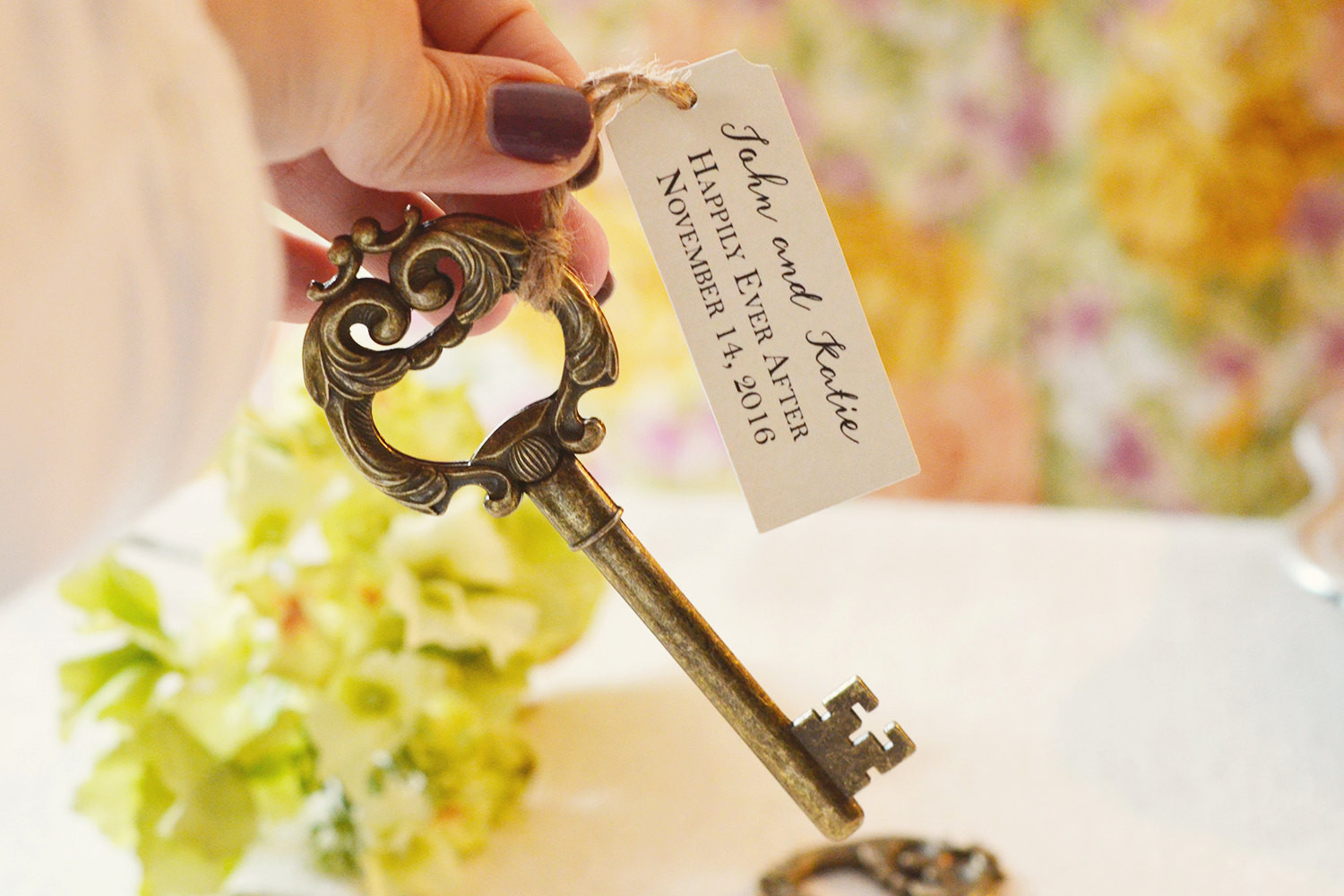 Key Bottle Opener Wedding Favors
 Wedding Favor Antique Gold Key Bottle Opener with Personalized