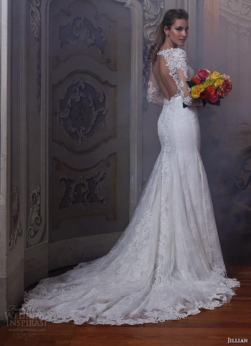 Keyhole Wedding Dress
 2016 Keyhole Back Wedding Dresses Lace Sheer Long Sleeves