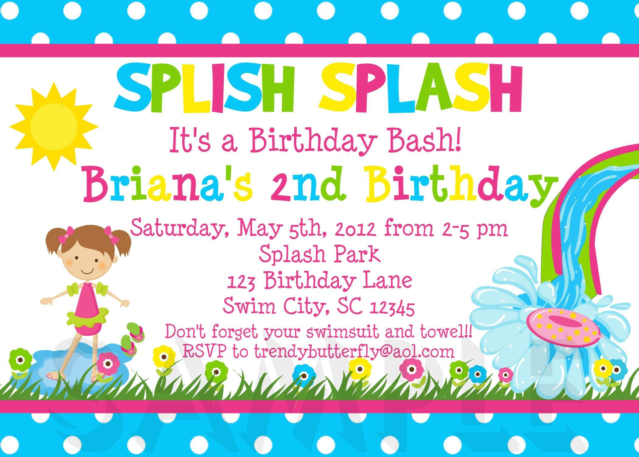 Kids Birthday Invitation Wording
 Image for Free Printable Kids Birthday Party Invitations