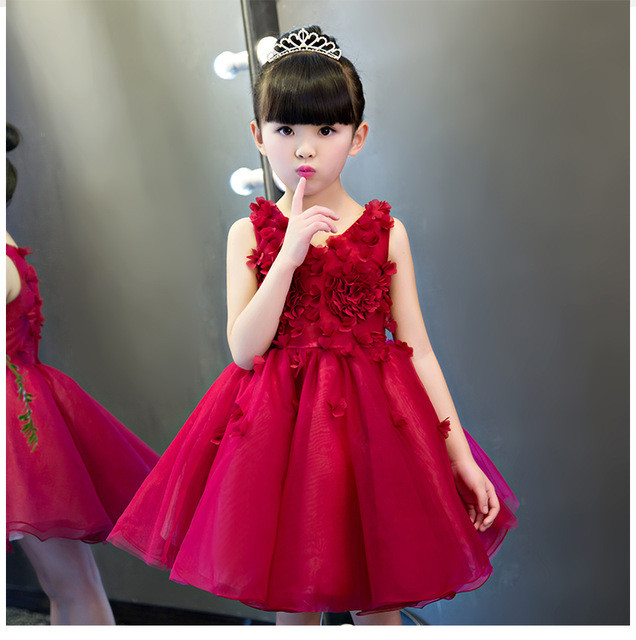 Kids Birthday Party Dress
 2017 New Arrival Flower Girl Dress Baptsim red Party