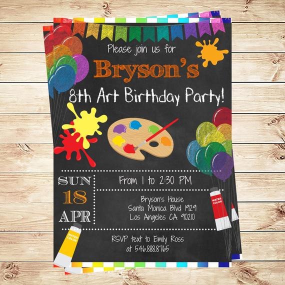 Kids Birthday Party Invitation
 Painting Arts Kids Birthday Party Invitations Printable Art