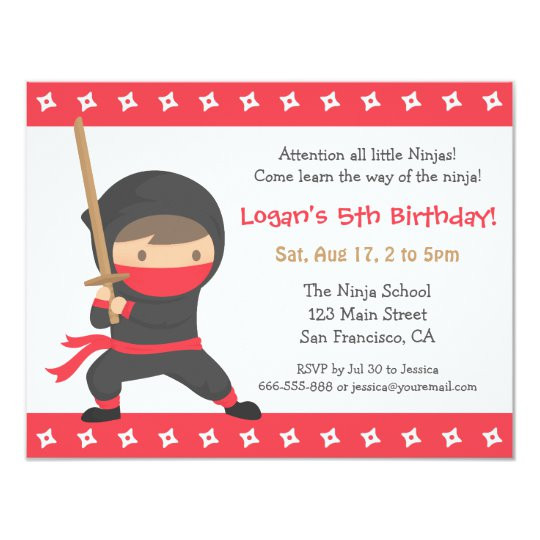 Kids Birthday Party Invitation
 Way of the Ninja Kids Birthday Party Invitations