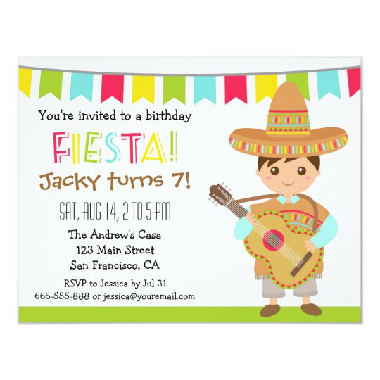 Kids Birthday Party Invitation
 Colourful Mexican Fiesta Kids Birthday Party Invitation