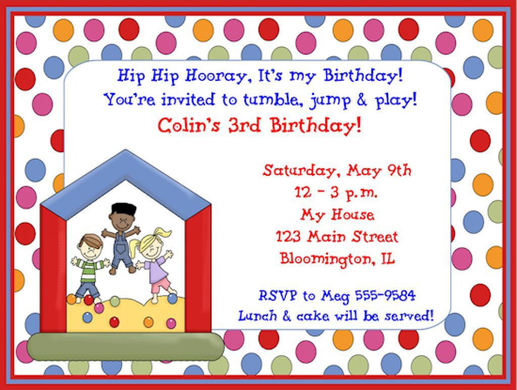 Kids Birthday Party Invitation
 Free Printable Birthday Party Invitation Wording Example