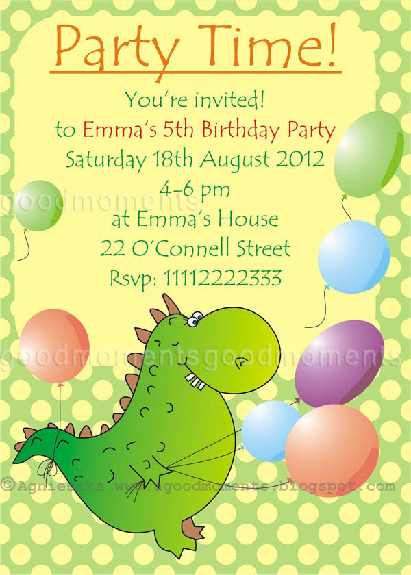 Kids Birthday Party Invitation Messages
 good moments Kids Birthday Party Invitations Dziecięce