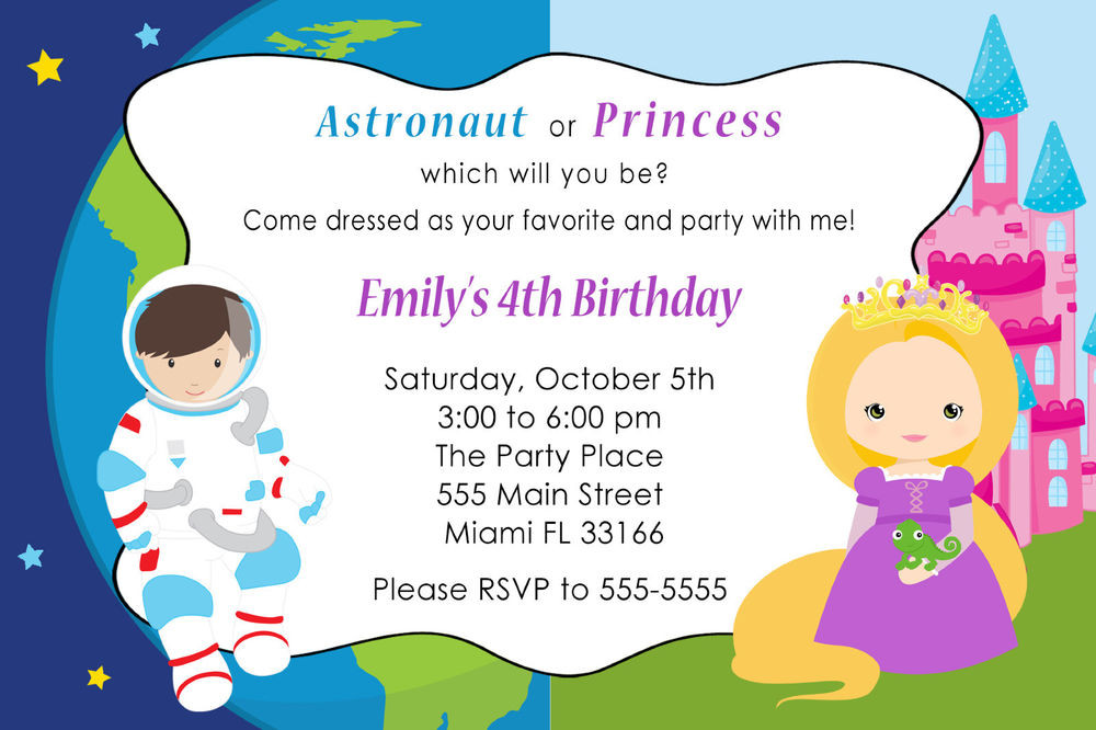 Kids Birthday Party Invitation
 30 Astronaut Princess Invitation Cards Kids Birthday Party