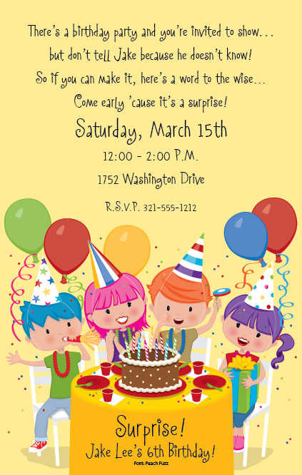 Kids Birthday Party Invitation
 Birthday Invitation Wording Ideas
