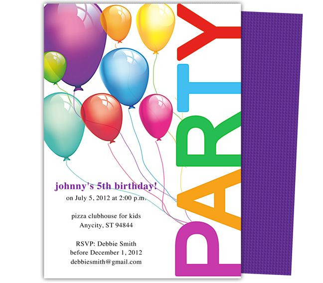 Kids Birthday Party Invitation
 Kids Party Templates Balloons Kids Birthday Party