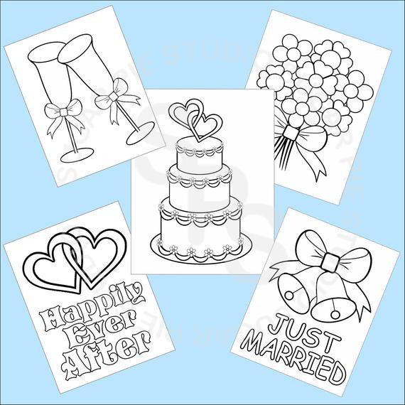 Kids Coloring Books
 5 Printable Wedding Favor Kids coloring pages PDF or JPEG file