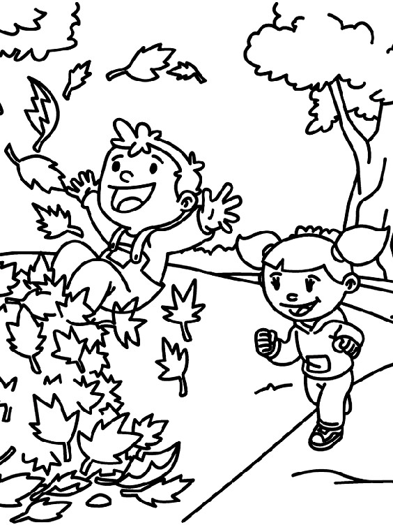 Kids Coloring Pages Fall
 Fall Time Fun Coloring Page