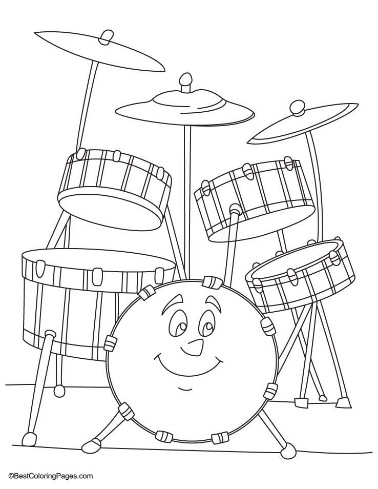 Kids Coloring Set
 Drum set coloring page ADULT COLORING BOOK PAGESMore