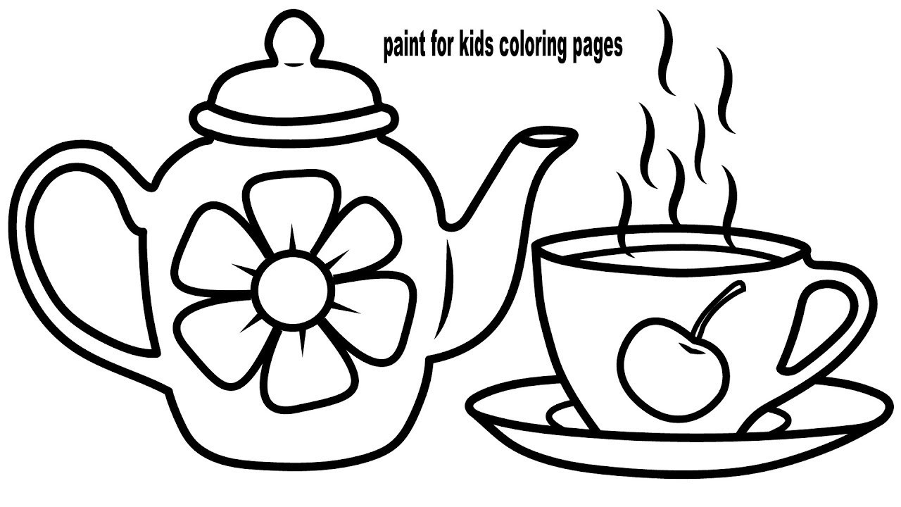 Kids Coloring Set
 Tea Sets Drawing and Coloring Cup Teapot Toy Learn