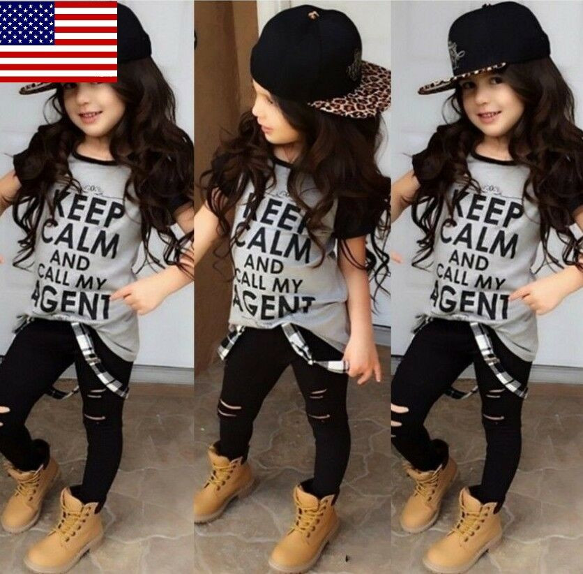 Kids Fashion Outfits
 USA Boutique Toddler Kids Girl Tops T shirt Pants Leggings