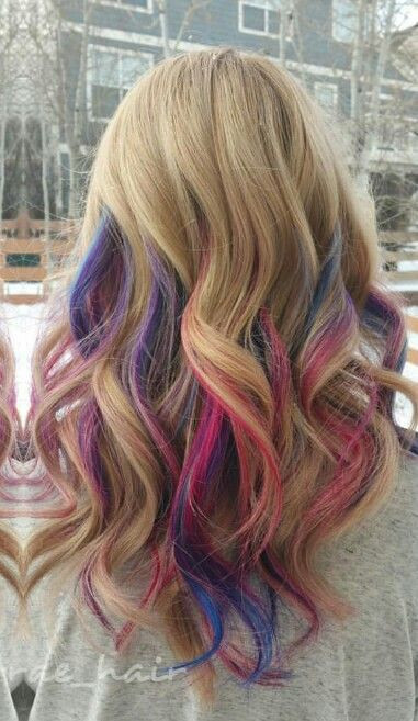Kids Hair Highlights
 Blonde pink purple streak dyed hair taylorrae hair in