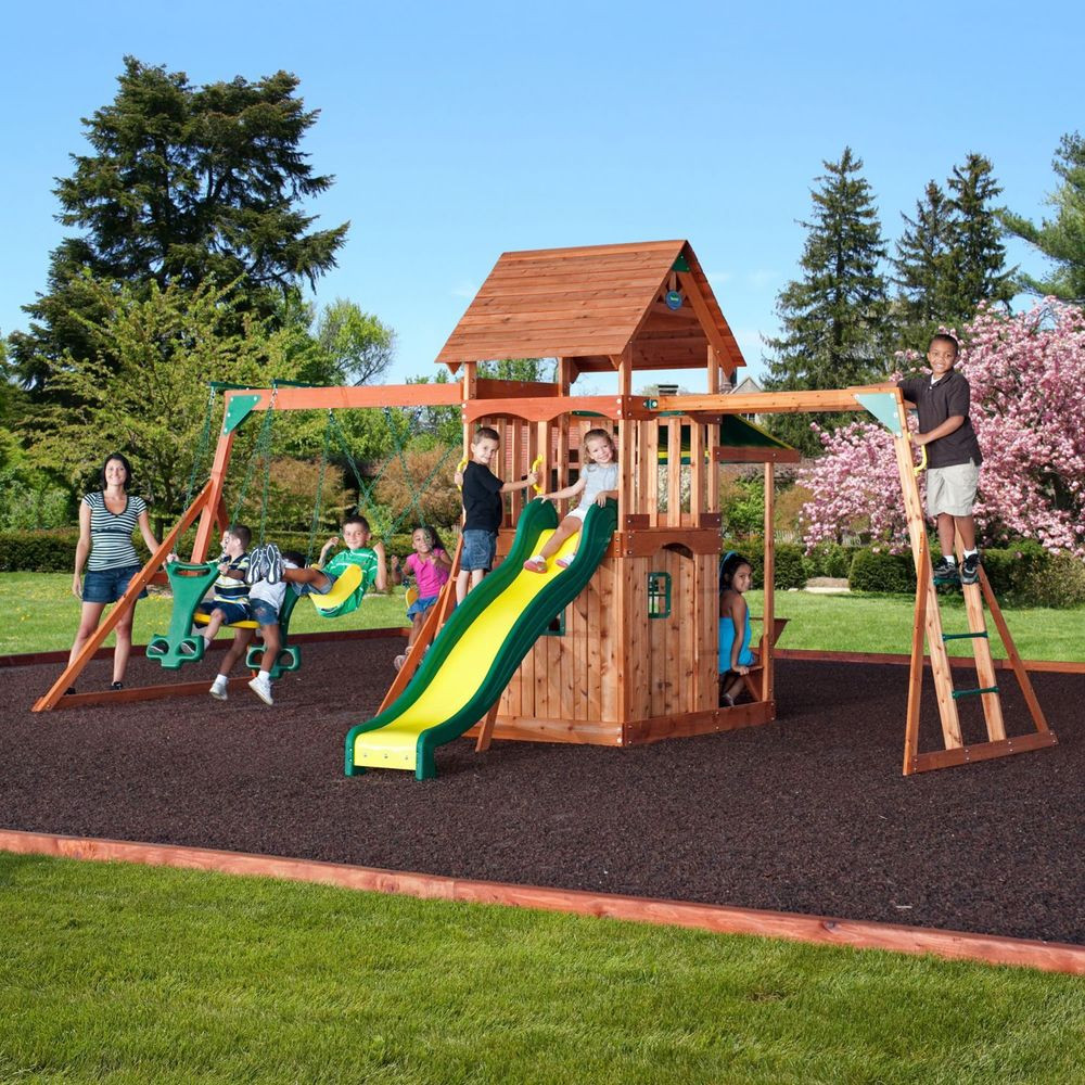Kids Outdoor Playsets
 Saratoga Cedar Swing Play Set Kids Outdoor Slide Wood Fort