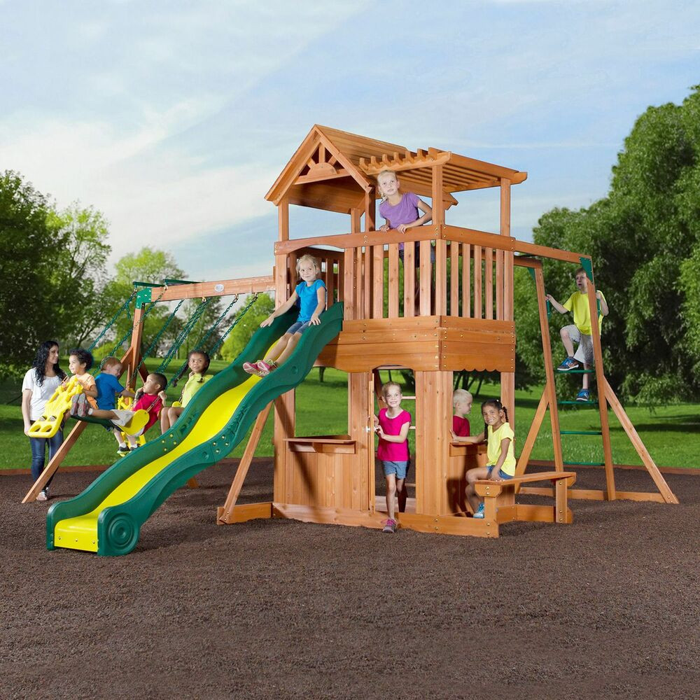 Kids Outdoor Playsets
 Thunder Ridge Cedar Swing Play Set Children Kids Playset