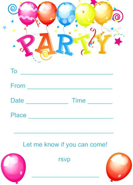 Kids Party Invitations Template
 Children s Birthday Invitations Free