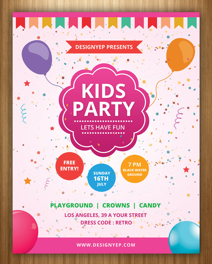 Kids Party Invitations Template
 17 Free Birthday Invitation Templates PSD DesignYep