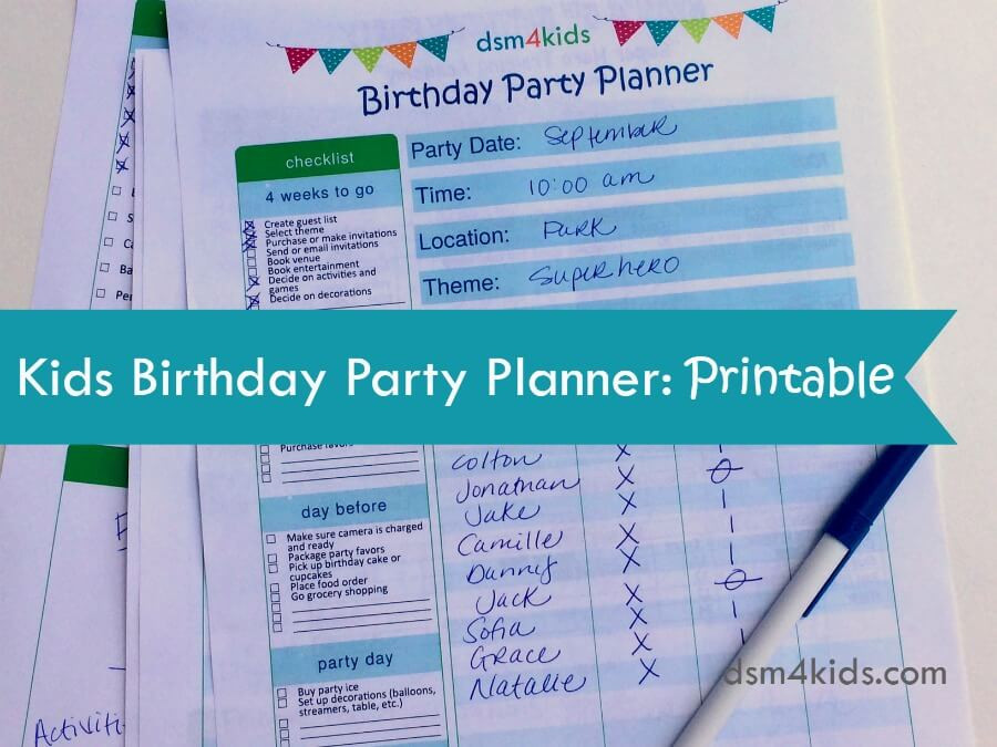 Kids Party Planner
 Kids Birthday Party Planner Printable dsm4kids