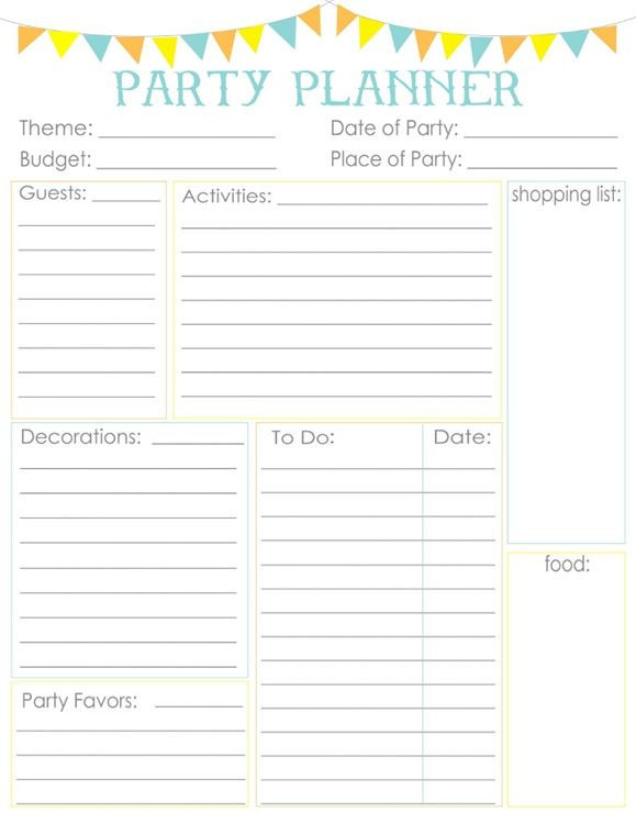 Kids Party Planner
 Birthday Party Planner Printable