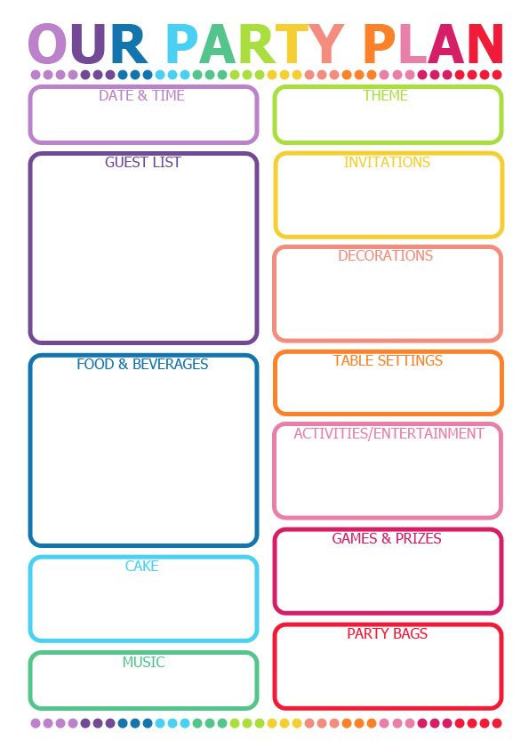 Kids Party Planner
 How to Plan a Party Printable Planner