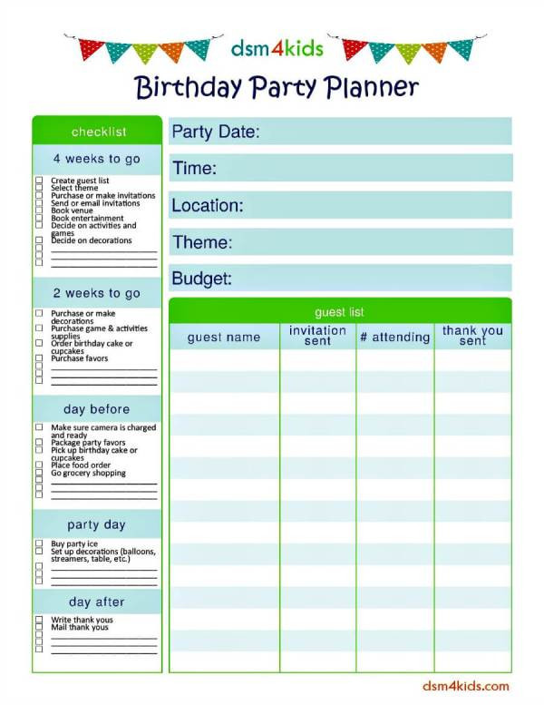 Kids Party Planner
 Kids Birthday Party Planner Printable dsm4kids