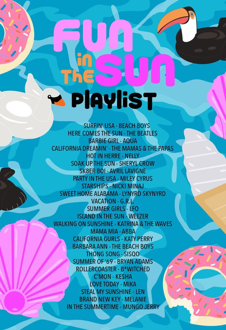 Kids Party Song List
 Fun in the Sun Pool Party Playlist