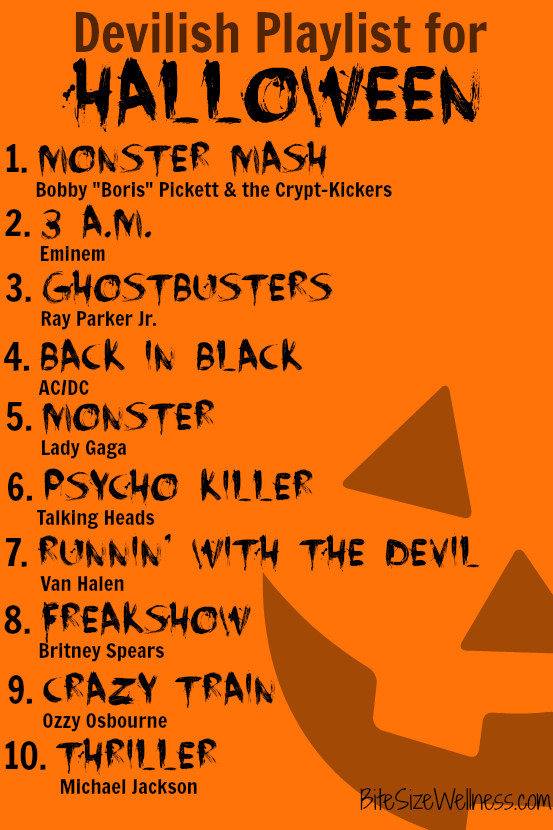 Kids Party Song List
 Devilish Playlist for Halloween BiteSizeWellness