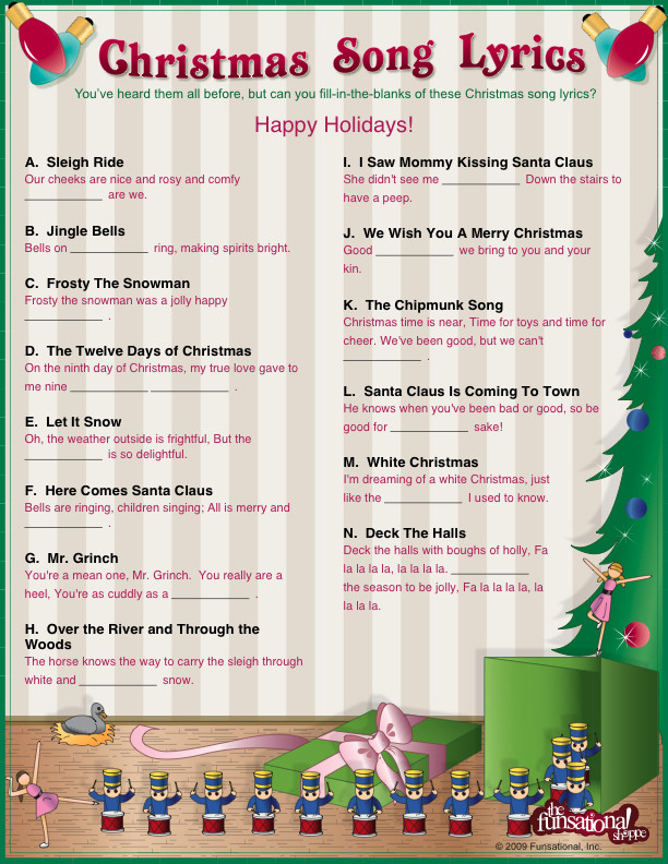 Kids Party Song List
 Kids Christmas Songs
