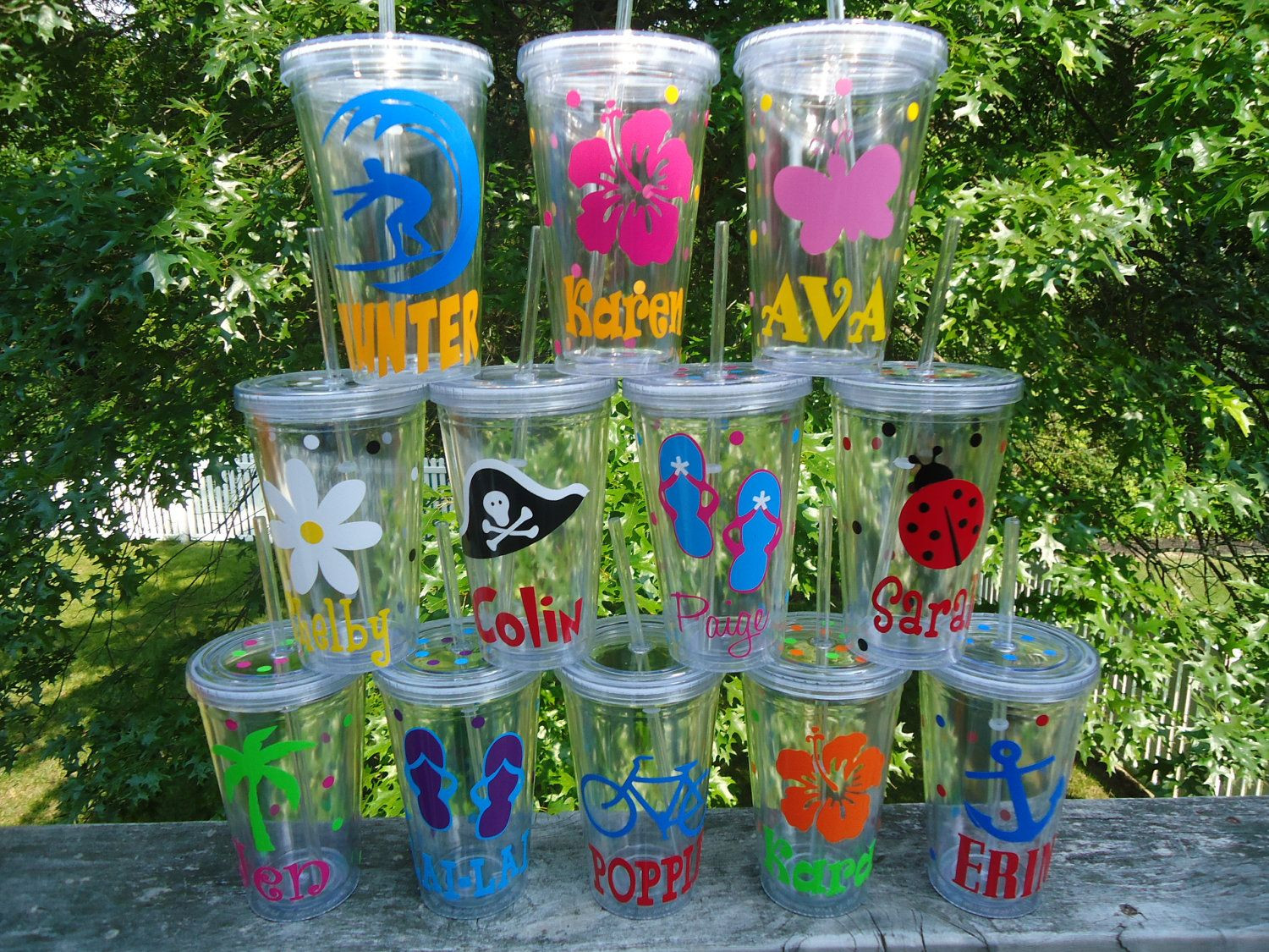 Kids Pool Party Decoration Ideas
 6 Personalized Acrylic Tumblers New Summer designs at the