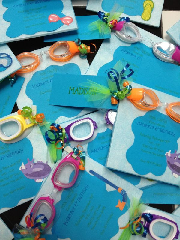 Kids Pool Party Favor Ideas
 Pool party for kids Invitations Goggle pool party