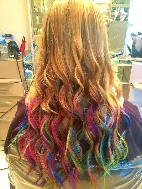 Kids Rainbow Hair
 rainbow ombre so fun but would never have the guts to do