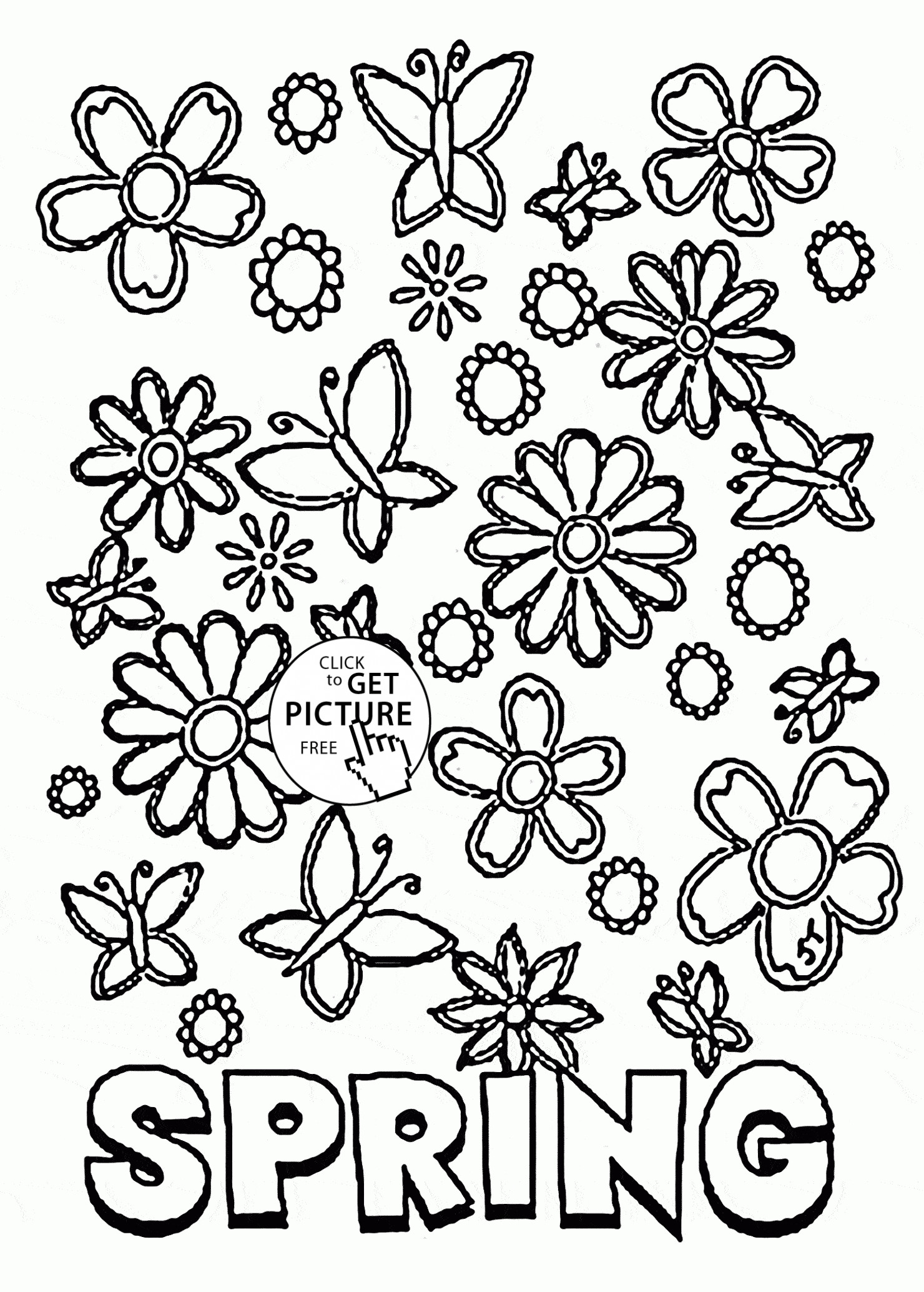 Kids Spring Coloring Pages
 Many Spring Flowers coloring page for kids seasons