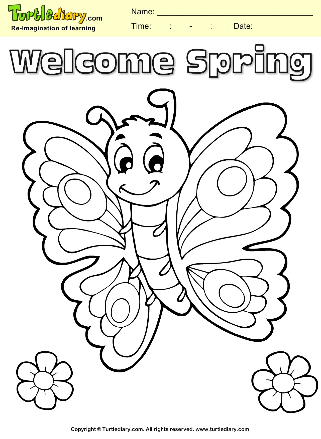 Kids Spring Coloring Pages
 Butterfly Coloring Sheet