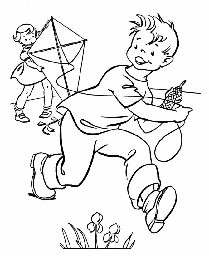 Kids Spring Coloring Pages
 Spring Sports Coloring Page 10 Spring Kite Coloring