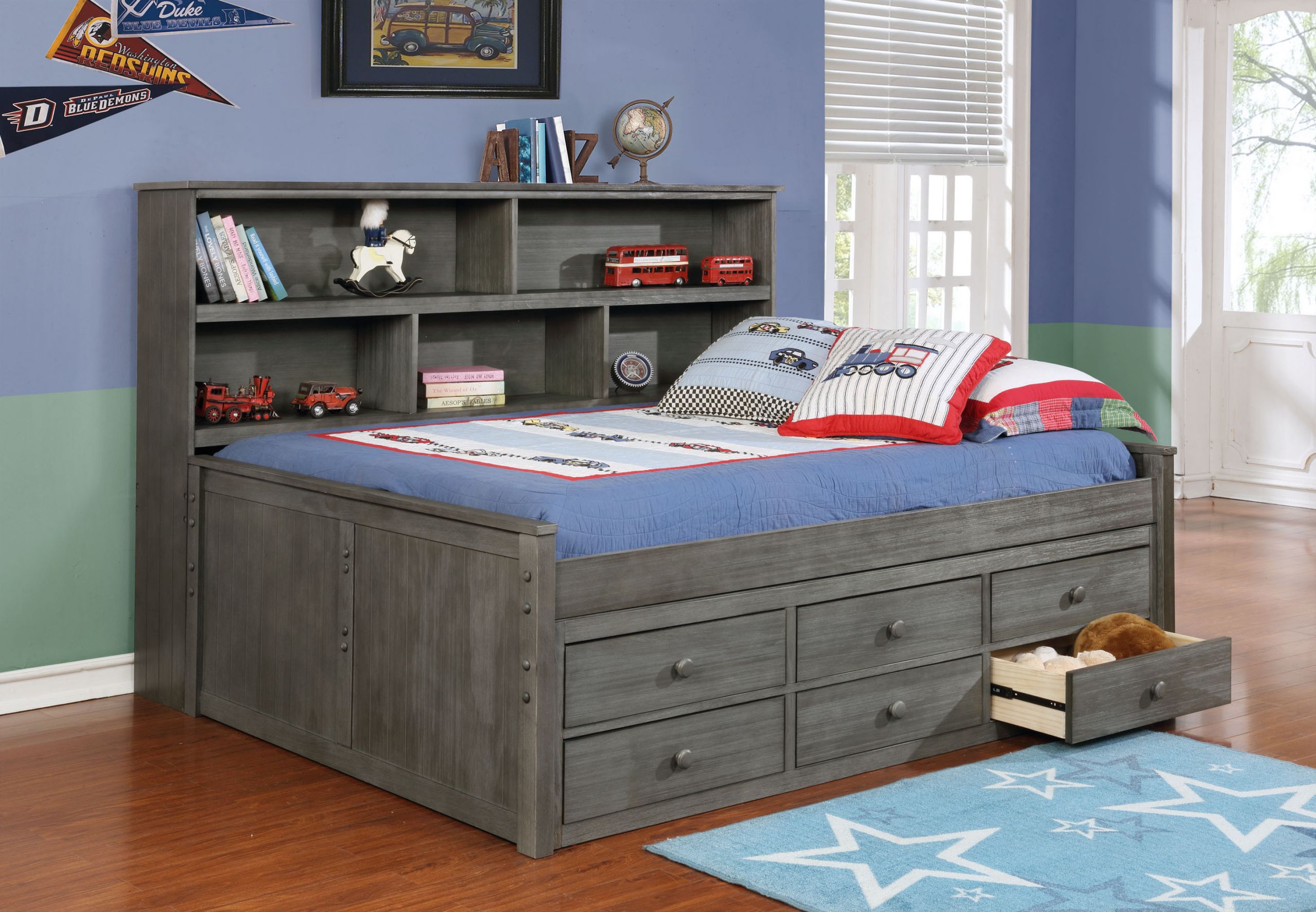 Kids Storage Bed
 Full Size Bookcase Lounge Bed