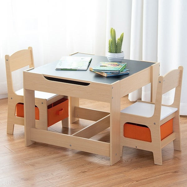 Kids Table And Chairs
 Shop Gymax Children Kids Table Chairs Set With Storage