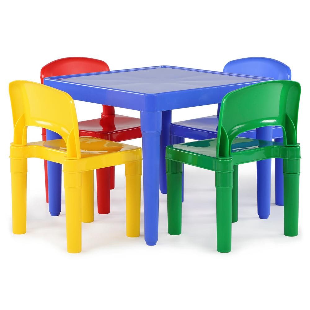 Kids Table And Chairs
 Tot Tutors Playtime 5 Piece Primary Colors Kids Plastic