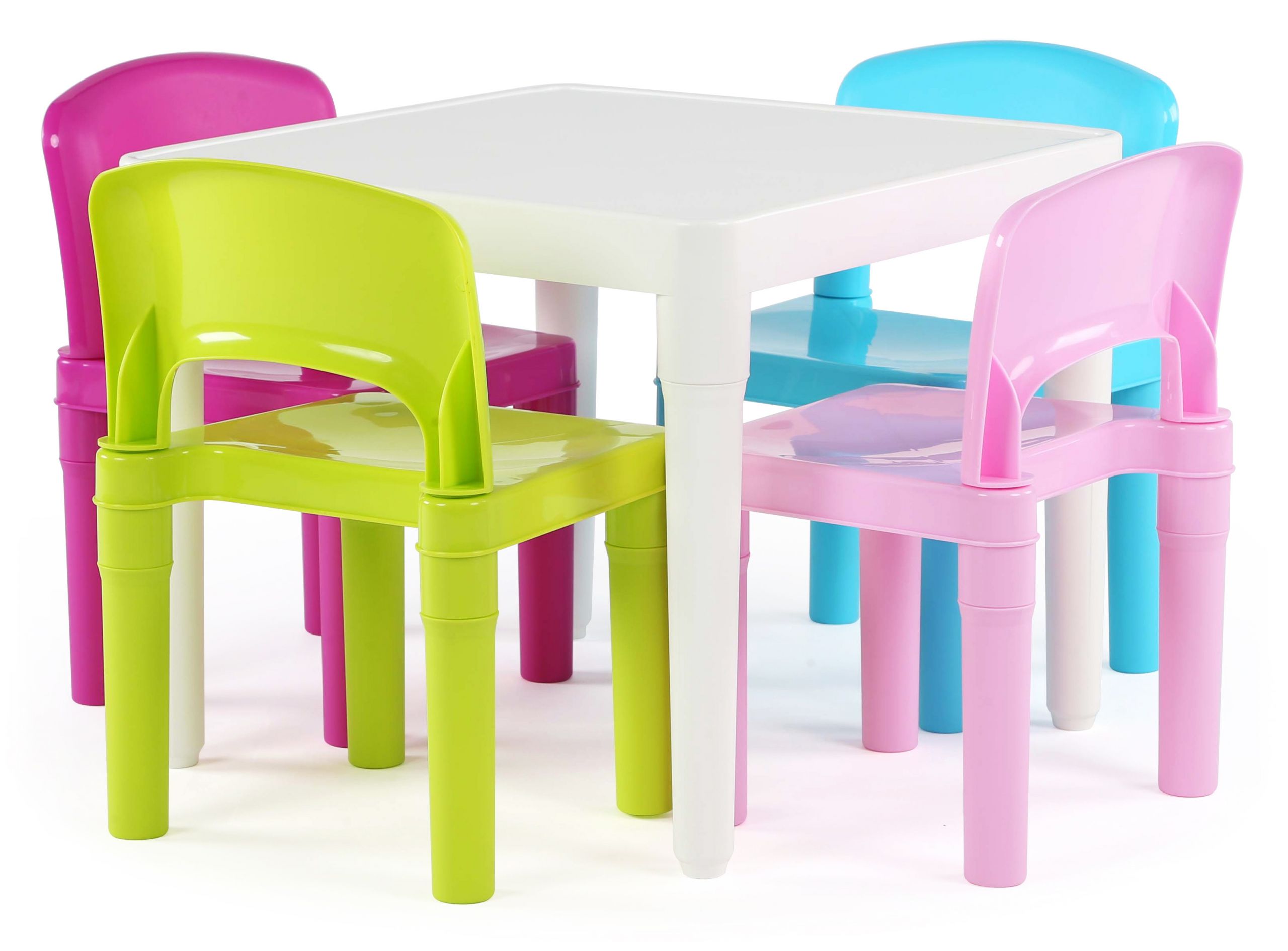 Kids Table And Chairs
 Tot Tutors Kids Plastic Table and 4 Chairs Set Bright Colors